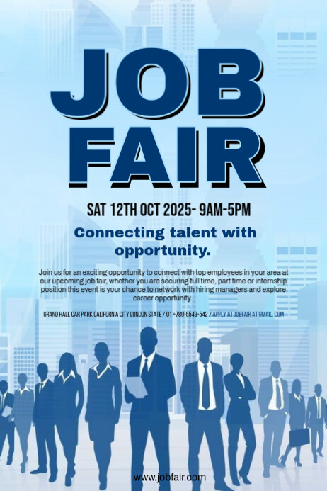 Job Promotion Design Blue Professional Job Fair Promotion Template Design Poster | PosterMyWall