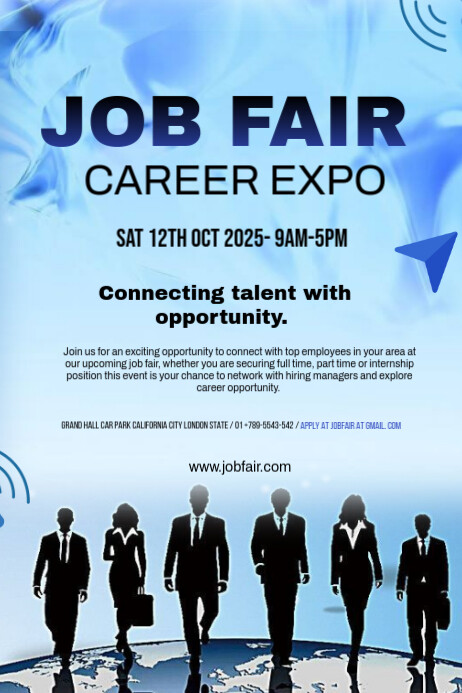Job Promotion Design Blue Professional Job Fair Promotion Template Design Poster | PosterMyWall