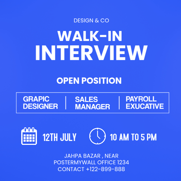 Blue Professional Job Interview Announcement Instagram Post Templat ...