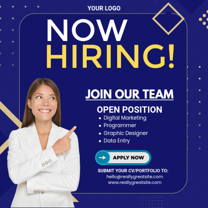 Blue Professional Job Recruitment Instagram Post Template | PosterMyWall