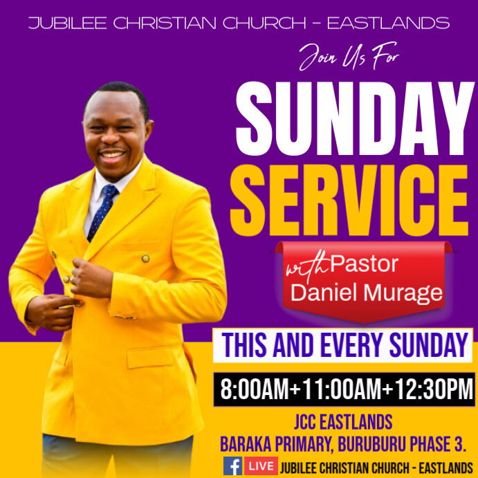 Blue Professional Join Us For Sunday Service Instagram Post template