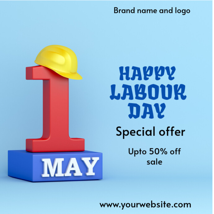 Blue Professional Labour Day Discount Flyer Instagram Post template