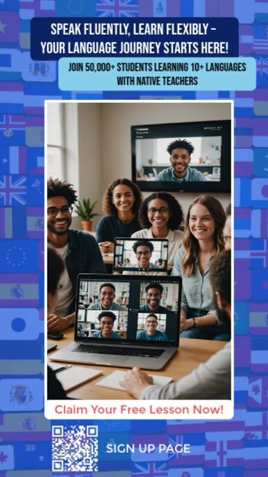 blue Professional Languages Classes Instagram Reel Template | PosterMyWall