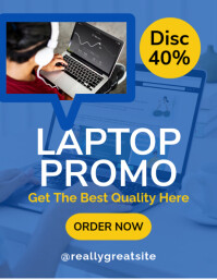 Blue Professional Laptop Promo Flyer (us Letter) Volante (Carta US) template