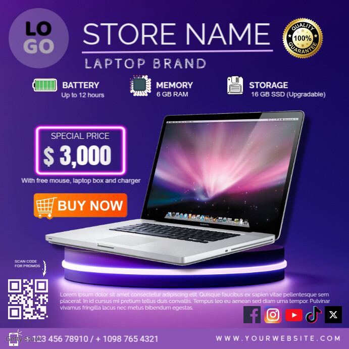 Blue Laptop Sale Instagram Ad Template | PosterMyWall