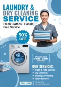 Blue Professional Laundry Service A2 template