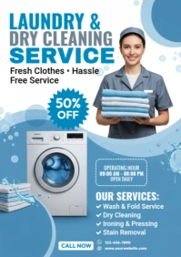 Blue Professional Laundry Service A2 template