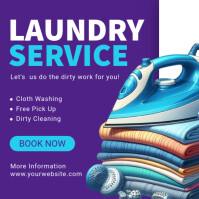Blue Professional Laundry Service Instagram Post template
