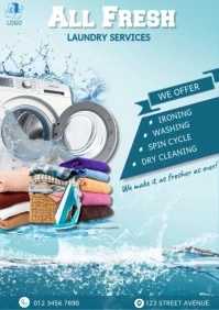 Blue Professional Laundry Services A4 template