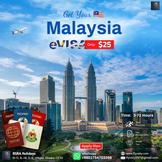 Blue Professional Malaysia E-visa Ads Design Template Instagram Post