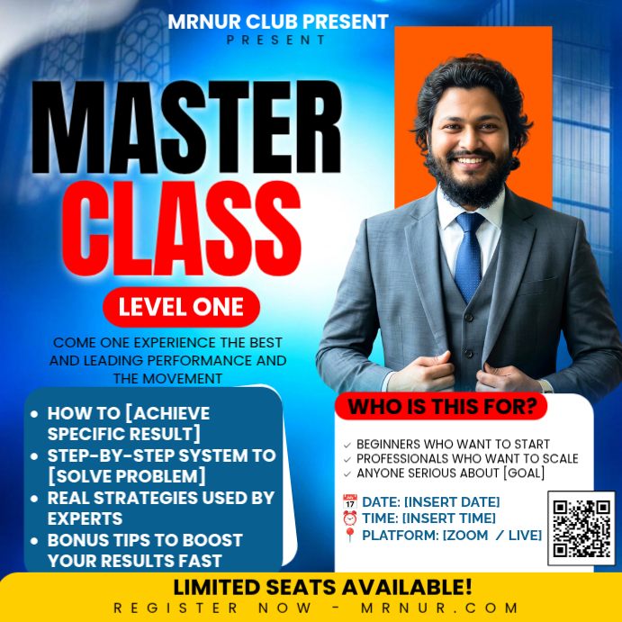 Blue Professional Master Class Instagram Post Template | PosterMyWall