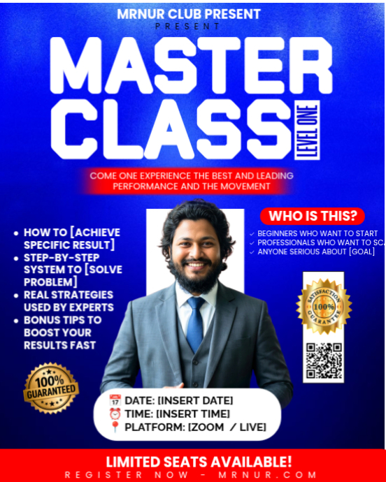 Plantilla de Blue Professional Masterclass Event Instagram Portrait ...