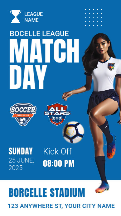 Blue Professional Match Day Soccer Instagram Story template
