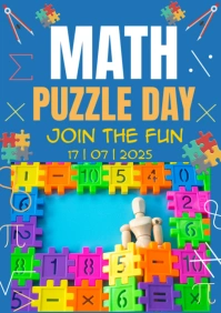 Blue Professional Math Puzzle Day A2 template