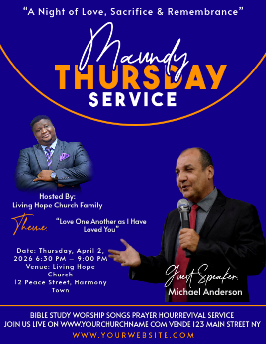 Blue Professional Maundy Thursday Service Flyer Template | PosterMyWall