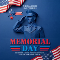 Blue Professional Memorial Day Square Video Cuadrado (1:1) template