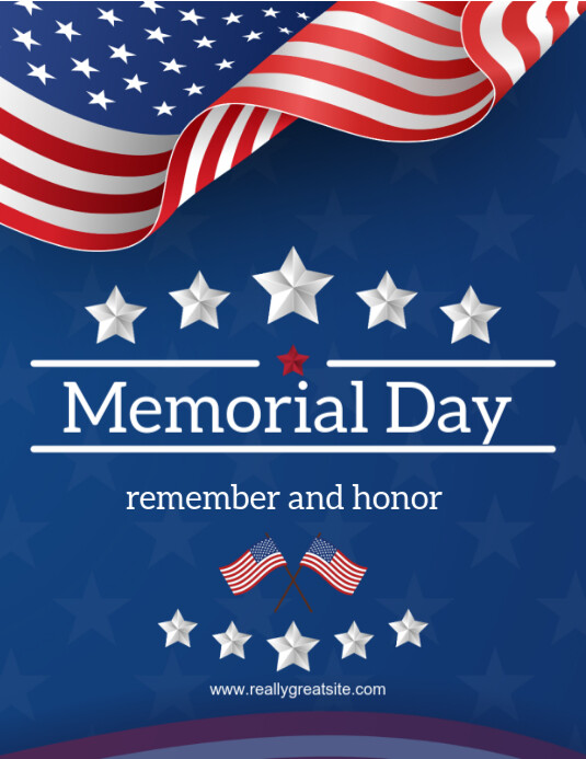 Blue Professional Memorial Day Template 2025 Flyer (us Letter ...