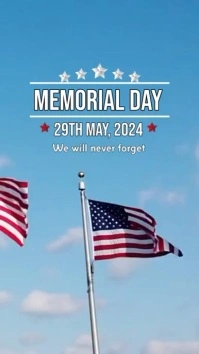 Blue Professional Memorial Day Videos 29th Ma Digital Display (9:16) template