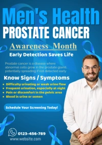 Blue Professional Men's Health Prostate Cancer A2 template