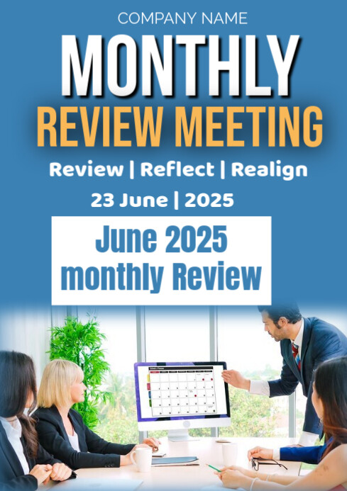 Blue Professional Monthly Review Meeting A1 template