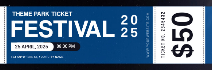 Blue Professional Music Festival Concert Ticket Twitter Banner template