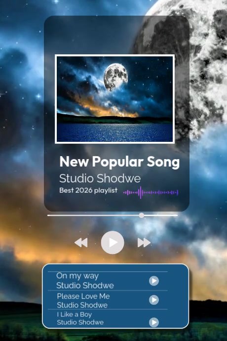 Blue Professional Music Playlist  Poster template