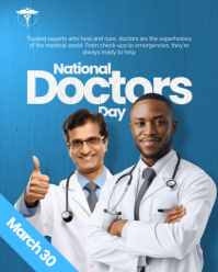 Blue Professional National Doctors Day Instagram Portrait Video template