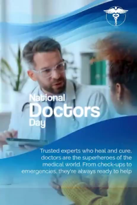 Blue Professional National Doctors Day Poster Video Cartaz template