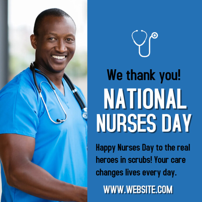 Blue Professional National Nurses Day Instagram Post Templat | PosterMyWall