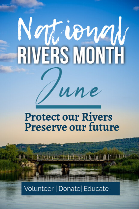 Protect Rivers Poster Blue Professional National Rivers Awareness Month Poster Template ...