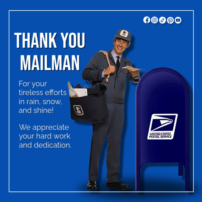Blue Professional National Thank You Mailman Day Instagram Post ...