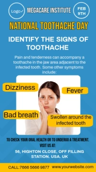 Blue Professional National Toothache Day  Digital Display (9:16) template