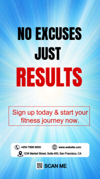 Blue Professional No Excuses Just Results  Instagram Story template