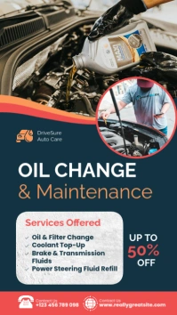 Blue Professional Oil Change & Car Maintenance Services Flyer Template Instagram Story