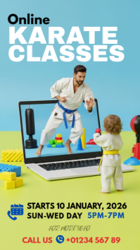 Blue Professional Online Karate Class Instagram Story Instagram-verhaal template