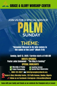 Blue Professional Palm Sunday  Pinterest Graphic template
