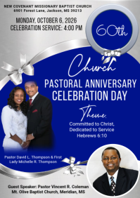 蓝色 Pastoral Anniversary Celebration A4 Template
