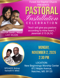 Blue Professional Pastoral Installation Celebration Flyer template