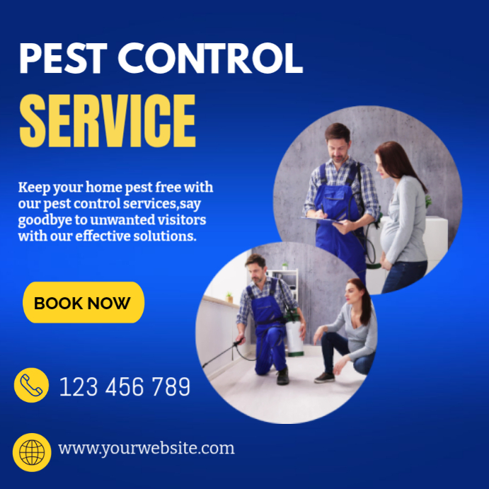 Fun Pest Control Posts Blue Professional Pest Control Service Instagram Post Template ...