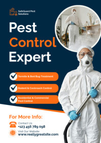 Blue Professional Pest Control Services Poster Template – Professional Extermination & Home Protecti A2