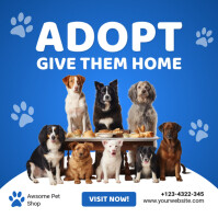 Blue Professional Pet Adoption Instagram Post template