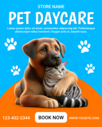 Blue Professional Pet Daycare Instagram Portrait template