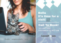 Blue Professional Pets, Veterinary, Vet, Animals, Veterinaria, Mascotas, Reminders, Postcards, Marke template