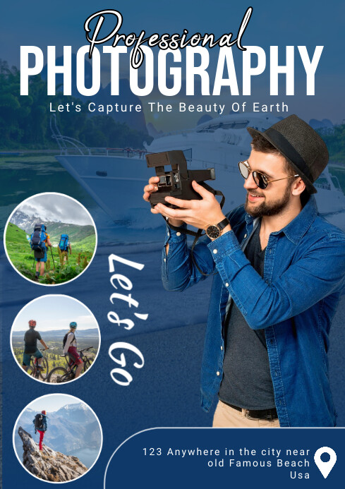 Blue Professional Photography A4 Template | PosterMyWall