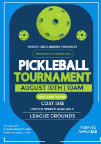 Blue Professional Pickleball Flyer A3 template