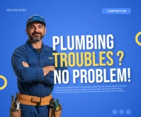 Blue Professional Plumbing Service Flyer Medium Rectangle template