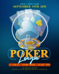 Blue Professional Poker League  Instagram Portrait template
