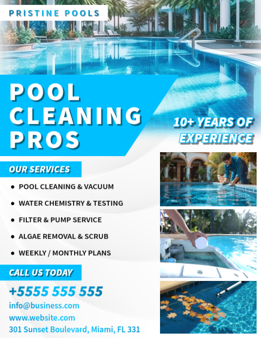 Pool Cleaning Services Flyers Template | PosterMyWall
