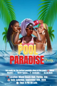 Blue Professional Pool Party Design  Pinterest Graphic template