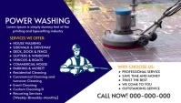 Blue Professional Power Washing Flyer Template Business Card Visitkort